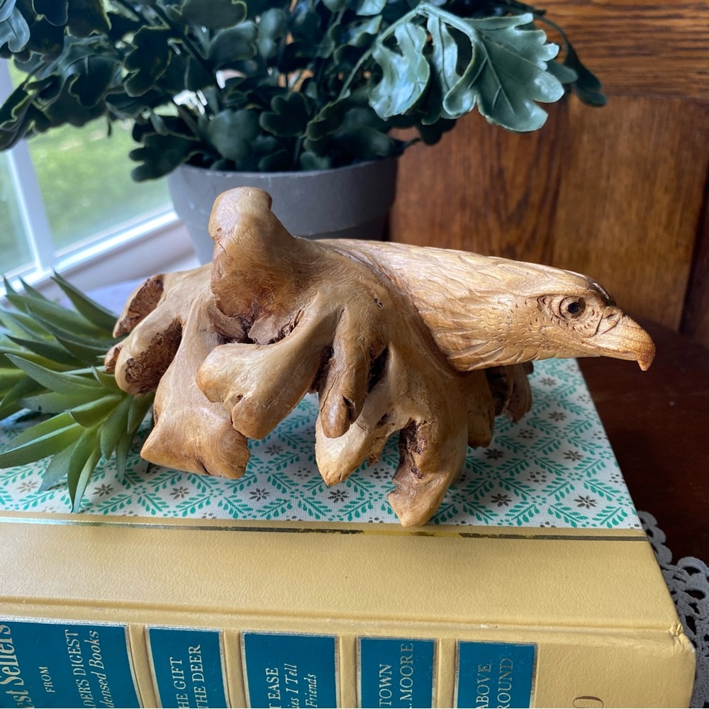Vintage Wooden Burl Eagle Sculpture EUC - Picture 5 of 10
